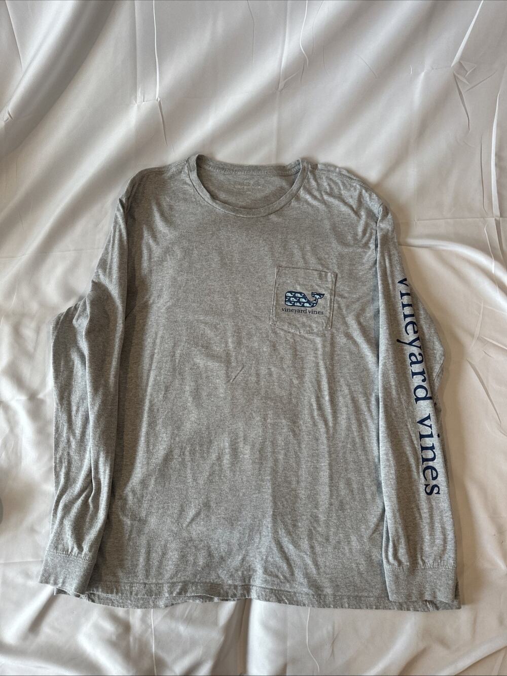 Vineyard Vines, XXL Grey Long Sleeve T-Shirt, Whale Logo